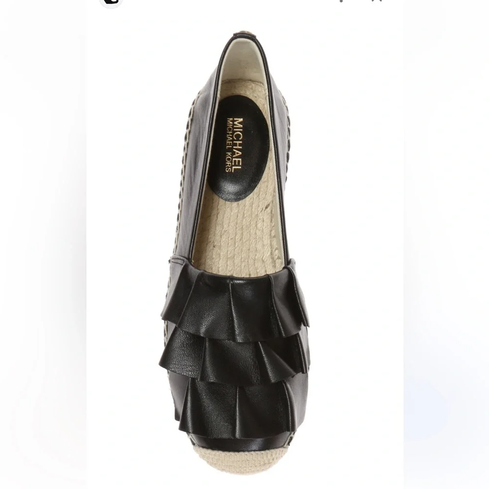 Michael‎ Kors bella top ruffle Black Espadrille Flats